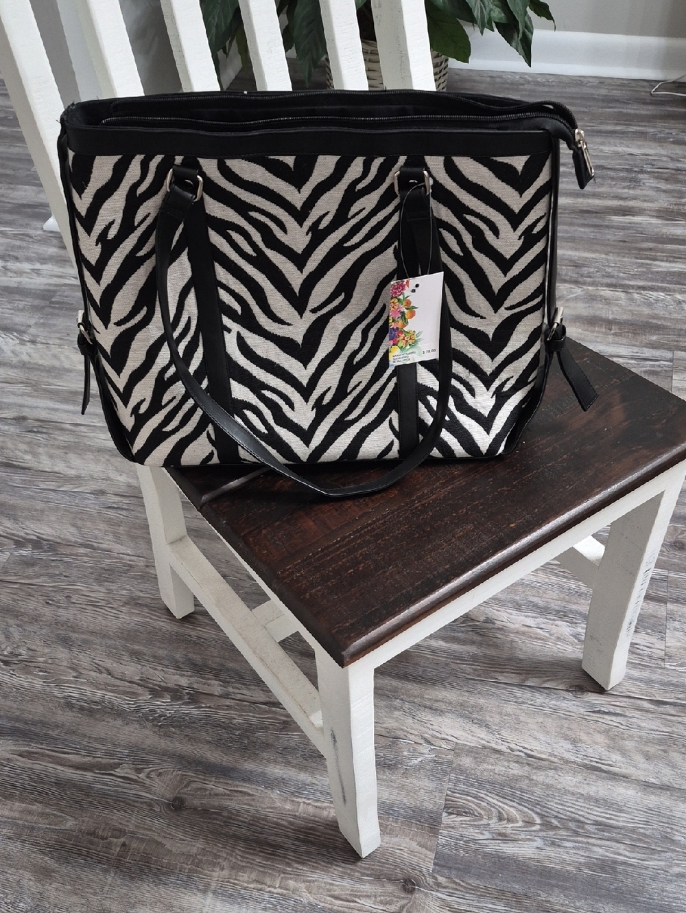 Express Zebra-Print Tote in Black and White